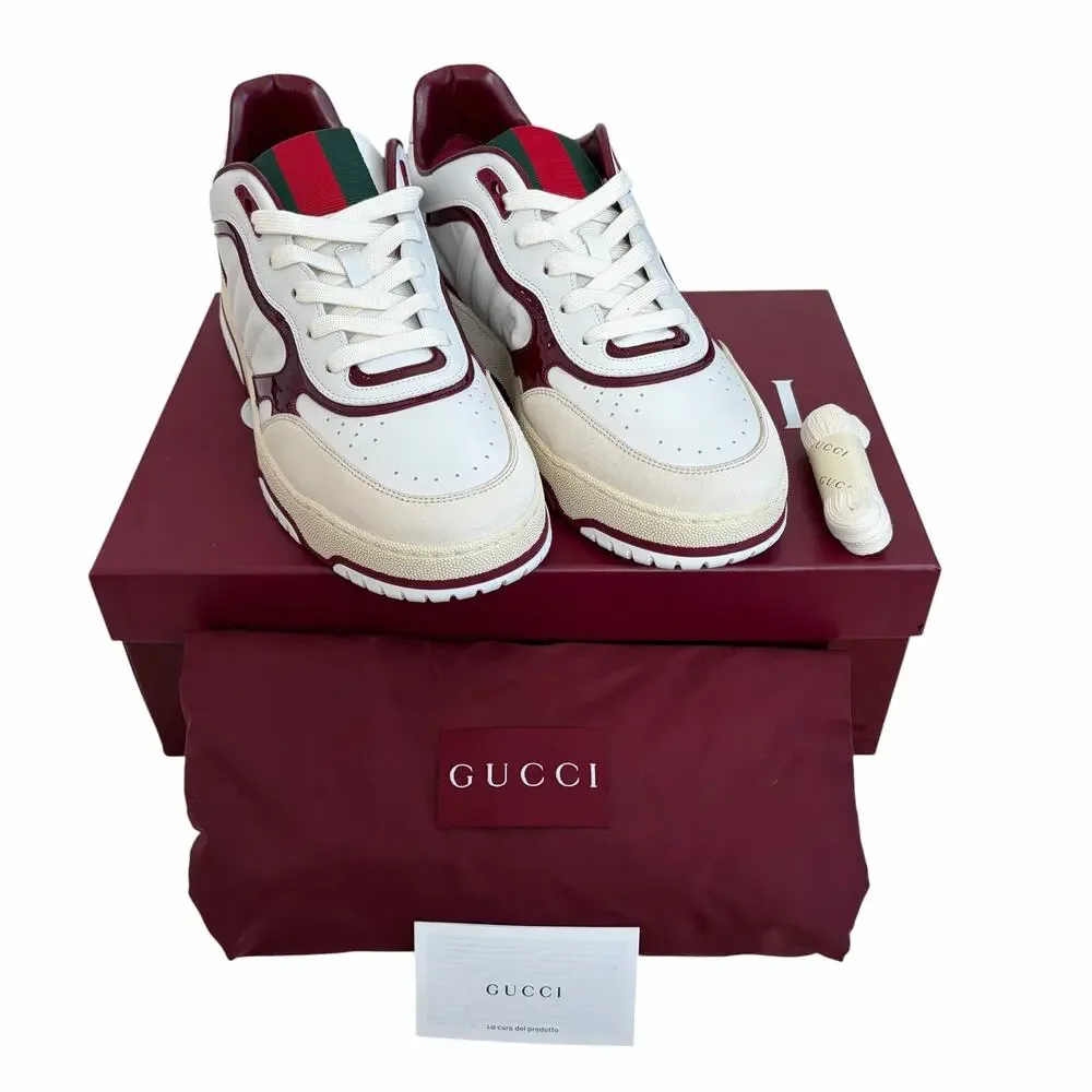 GUCCI Re-Web Sneaker White Leather 786186 Men's Size 11.5 US 12 $1150 NEW